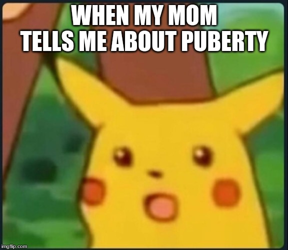 Surprised Pikachu | WHEN MY MOM TELLS ME ABOUT PUBERTY | image tagged in surprised pikachu | made w/ Imgflip meme maker