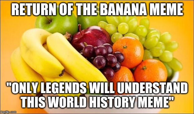 Need a fruit? | RETURN OF THE BANANA MEME; "ONLY LEGENDS WILL UNDERSTAND THIS WORLD HISTORY MEME" | image tagged in need a fruit | made w/ Imgflip meme maker