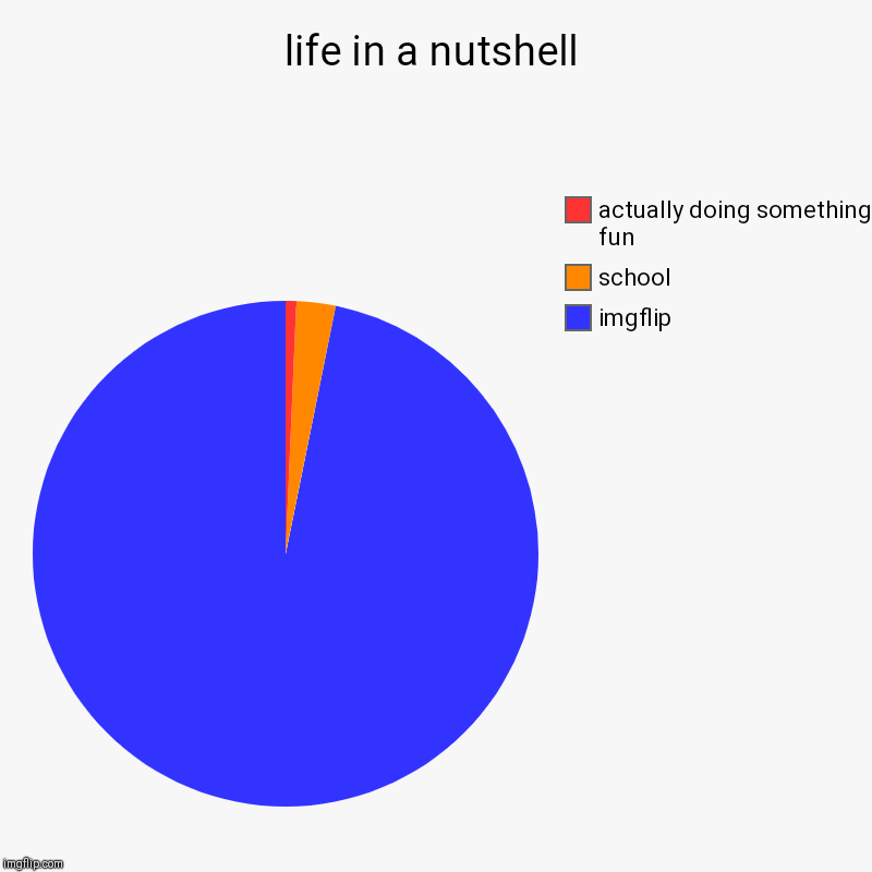 life in a nutshell | imgflip, school, actually doing something fun | image tagged in charts,pie charts | made w/ Imgflip chart maker