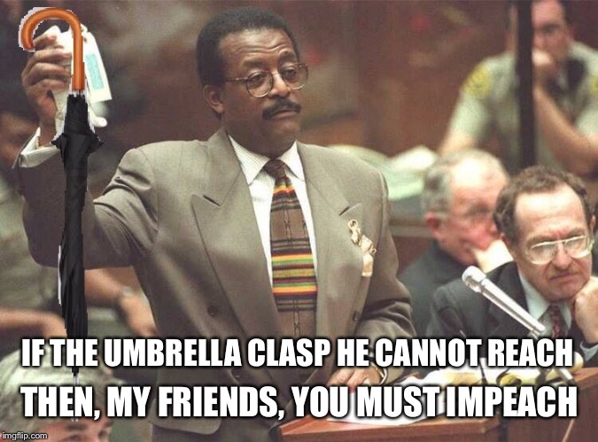 IF THE UMBRELLA CLASP HE CANNOT REACH THEN, MY FRIENDS, YOU MUST IMPEACH | made w/ Imgflip meme maker