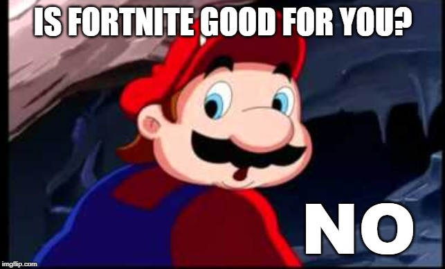 fortnite is bad for you | IS FORTNITE GOOD FOR YOU? NO | image tagged in hotel mario says no,fortnite | made w/ Imgflip meme maker
