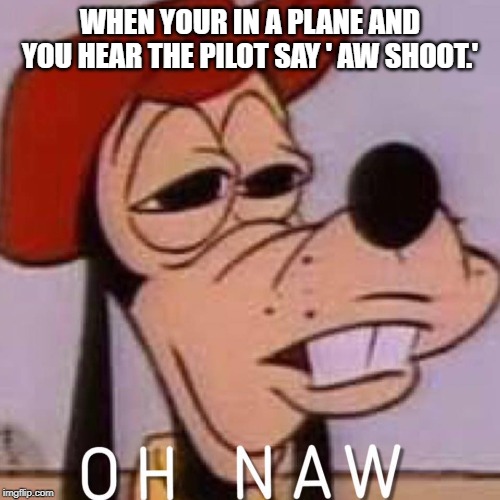 OH NAW |  WHEN YOUR IN A PLANE AND YOU HEAR THE PILOT SAY ' AW SHOOT.' | image tagged in oh naw | made w/ Imgflip meme maker