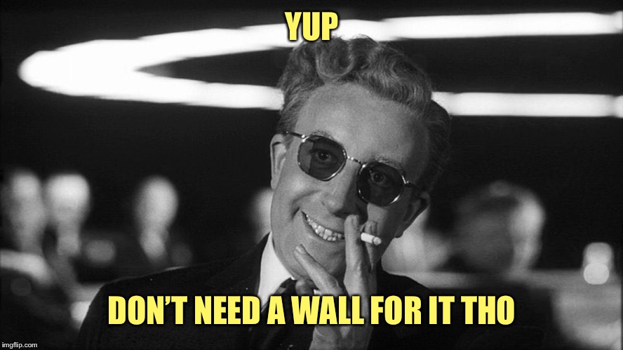 Doctor Strangelove says... | YUP DON’T NEED A WALL FOR IT THO | made w/ Imgflip meme maker