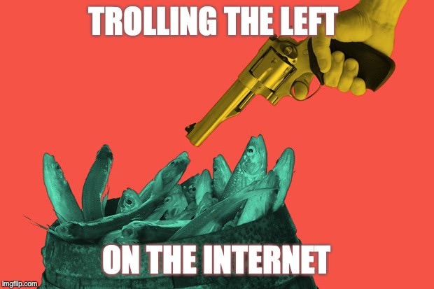 Sometimes it just too easy... | TROLLING THE LEFT; ON THE INTERNET | image tagged in fish in barrel | made w/ Imgflip meme maker