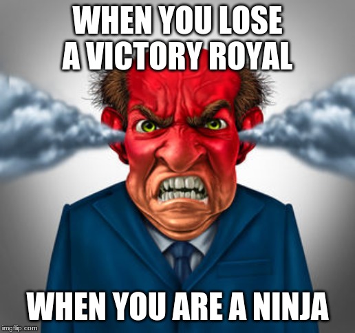 Fortnite rage | WHEN YOU LOSE A VICTORY ROYAL; WHEN YOU ARE A NINJA | image tagged in fortnite meme | made w/ Imgflip meme maker