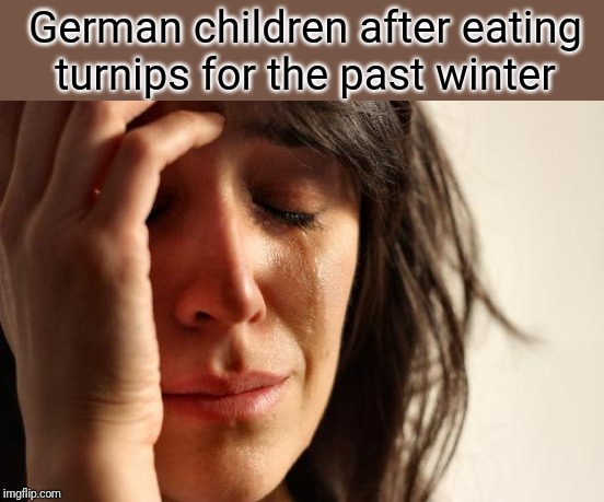 First World Problems Meme | German children after eating turnips for the past winter | image tagged in memes,first world problems | made w/ Imgflip meme maker
