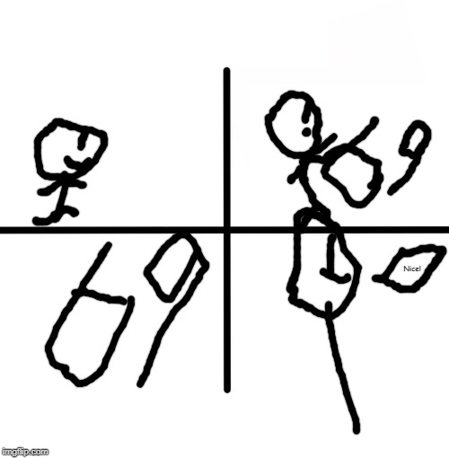 Nice | Nice! | image tagged in comics,69,nice,stickman,stick figure | made w/ Imgflip meme maker