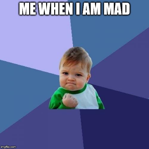 Success Kid Meme | ME WHEN I AM MAD | image tagged in memes,success kid | made w/ Imgflip meme maker