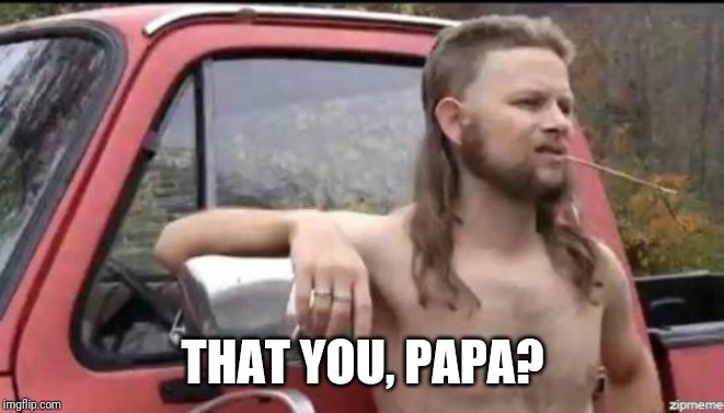 almost politically correct redneck | THAT YOU, PAPA? | image tagged in almost politically correct redneck | made w/ Imgflip meme maker