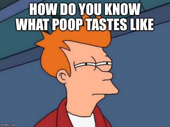 Futurama Fry Meme | HOW DO YOU KNOW WHAT POOP TASTES LIKE | image tagged in memes,futurama fry | made w/ Imgflip meme maker