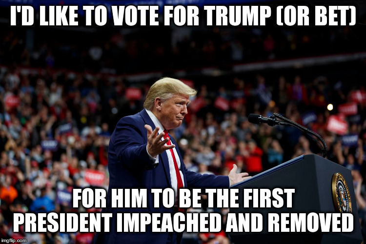 Just keep tweating and talking Donald! | I'D LIKE TO VOTE FOR TRUMP (OR BET); FOR HIM TO BE THE FIRST PRESIDENT IMPEACHED AND REMOVED | image tagged in trump,humor,impeachment,impeach trump,ukraine,russia | made w/ Imgflip meme maker