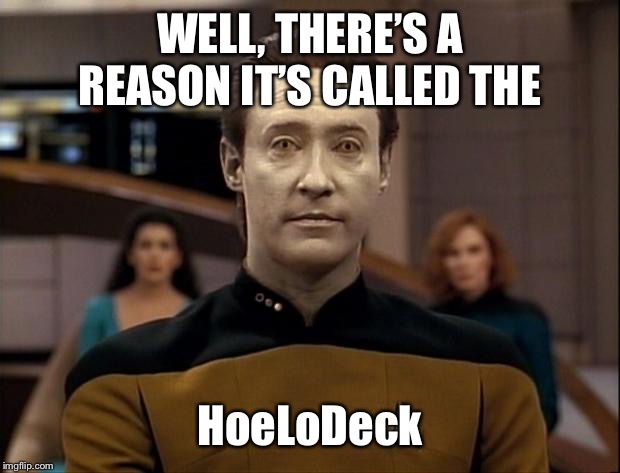 Star trek data | WELL, THERE’S A REASON IT’S CALLED THE HoeLoDeck | image tagged in star trek data | made w/ Imgflip meme maker