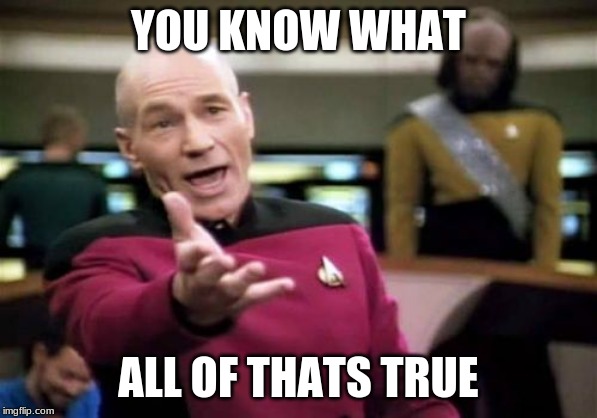 Picard Wtf Meme | YOU KNOW WHAT ALL OF THATS TRUE | image tagged in memes,picard wtf | made w/ Imgflip meme maker