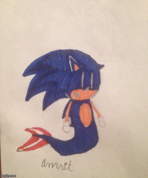 Sonic the Merhog | image tagged in sonic,drawings,mermaid | made w/ Imgflip meme maker