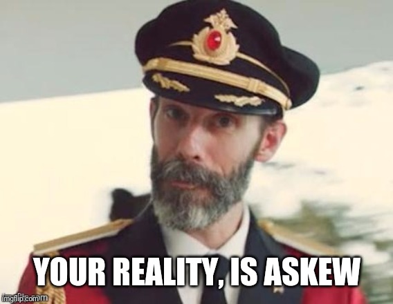  Captain obvious | YOUR REALITY, IS ASKEW | image tagged in captain obvious | made w/ Imgflip meme maker