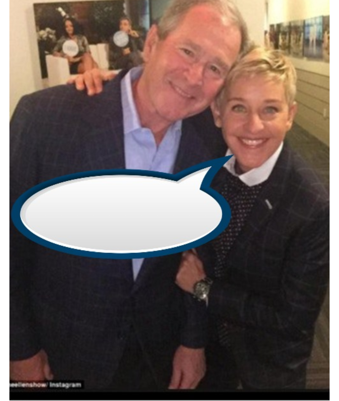 High Quality Ellen and bush Blank Meme Template