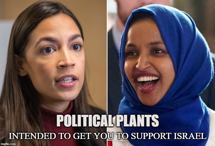 Ploy | POLITICAL PLANTS; INTENDED TO GET YOU TO SUPPORT ISRAEL | image tagged in aoc,omar,israel,aipac,zionist,political | made w/ Imgflip meme maker