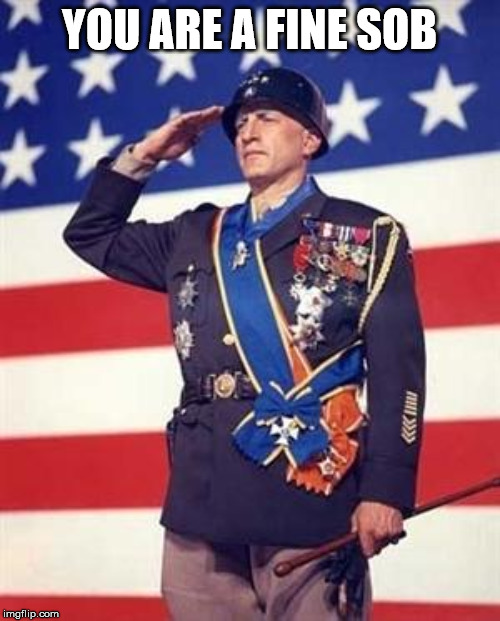 Patton Salutes You | YOU ARE A FINE SOB | image tagged in patton salutes you | made w/ Imgflip meme maker