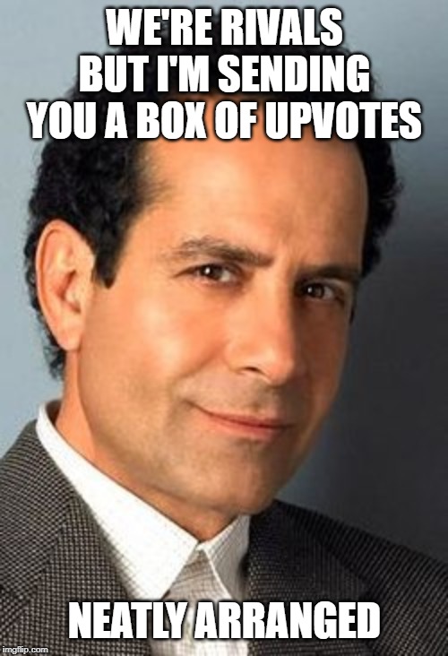 WE'RE RIVALS BUT I'M SENDING YOU A BOX OF UPVOTES NEATLY ARRANGED | made w/ Imgflip meme maker
