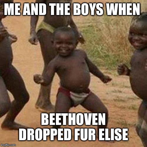 Third World Success Kid | ME AND THE BOYS WHEN; BEETHOVEN DROPPED FUR ELISE | image tagged in memes,third world success kid | made w/ Imgflip meme maker