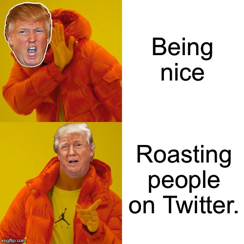 Political Memes #02 | Being nice; Roasting people on Twitter. | image tagged in memes,drake hotline bling | made w/ Imgflip meme maker
