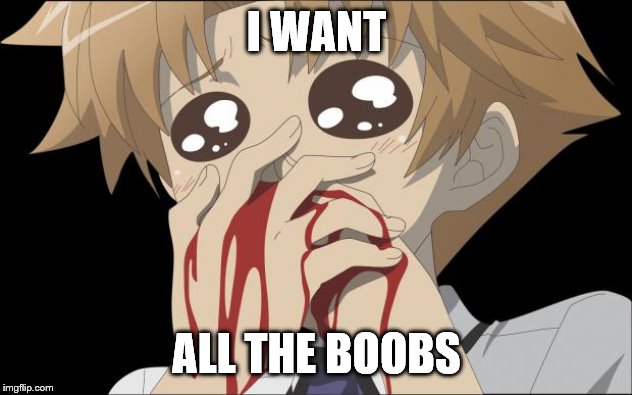 nosebleed | I WANT ALL THE BOOBS | image tagged in nosebleed | made w/ Imgflip meme maker