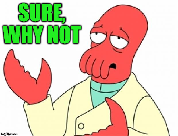 Why not Zoidberg | SURE, WHY NOT | image tagged in why not zoidberg | made w/ Imgflip meme maker