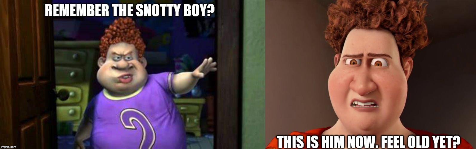 Snotty Boy is a younger Hal change my mind | REMEMBER THE SNOTTY BOY? THIS IS HIM NOW. FEEL OLD YET? | image tagged in barnyard,snotty boy,hal,megamind | made w/ Imgflip meme maker
