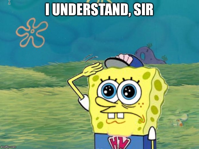 Spongebob salute | I UNDERSTAND, SIR | image tagged in spongebob salute | made w/ Imgflip meme maker