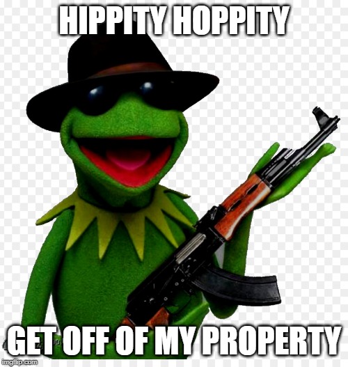 HIPPITY HOPPITY; GET OFF OF MY PROPERTY | image tagged in kermit the frog | made w/ Imgflip meme maker