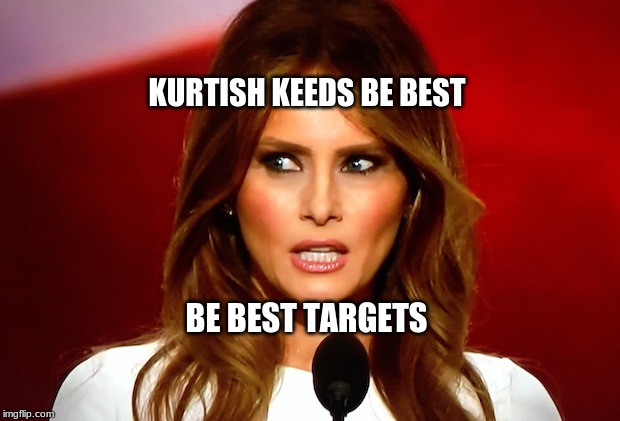 Melania trump  | KURTISH KEEDS BE BEST; BE BEST TARGETS | image tagged in melania trump | made w/ Imgflip meme maker