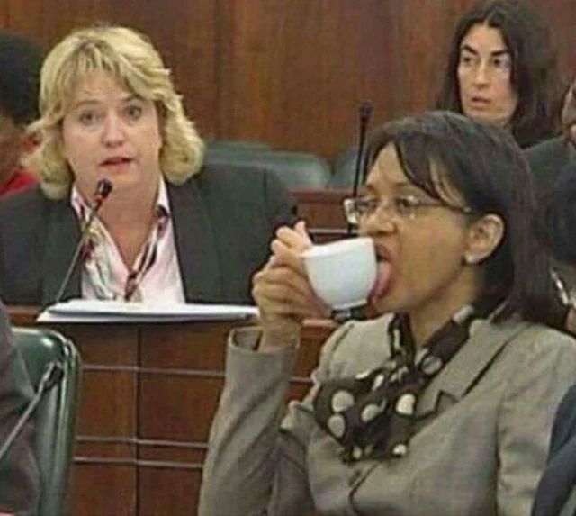 licking coffee cup Blank Meme Template
