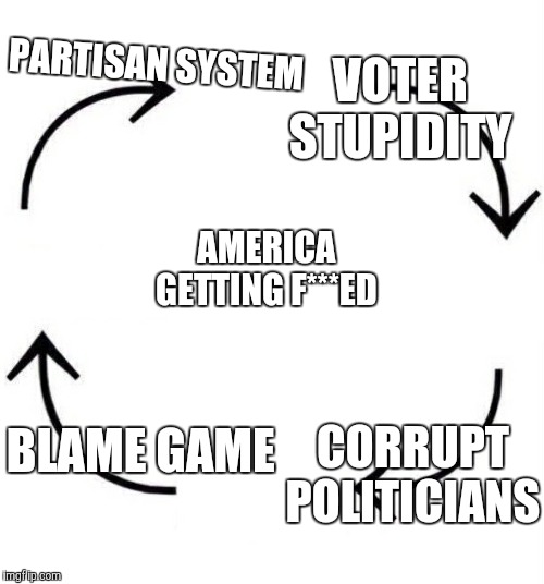 the circle of life | VOTER STUPIDITY; PARTISAN SYSTEM; AMERICA GETTING F***ED; BLAME GAME; CORRUPT POLITICIANS | image tagged in the circle of life | made w/ Imgflip meme maker