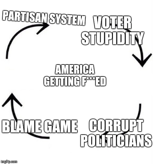 the circle of life | PARTISAN SYSTEM AMERICA GETTING F***ED VOTER STUPIDITY CORRUPT POLITICIANS BLAME GAME | image tagged in the circle of life | made w/ Imgflip meme maker