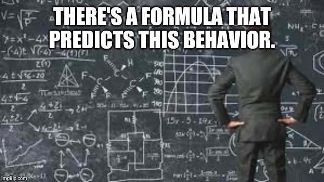 over complicated explanation  | THERE'S A FORMULA THAT PREDICTS THIS BEHAVIOR. | image tagged in over complicated explanation | made w/ Imgflip meme maker