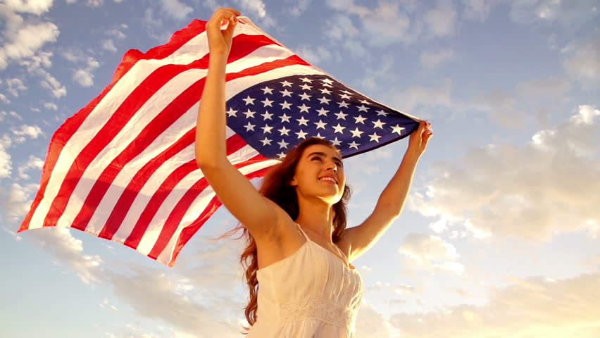 Woman American Flag Template. 