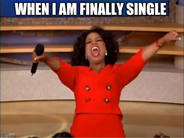 Oprah You Get A | WHEN I AM FINALLY SINGLE | image tagged in memes,oprah you get a | made w/ Imgflip meme maker