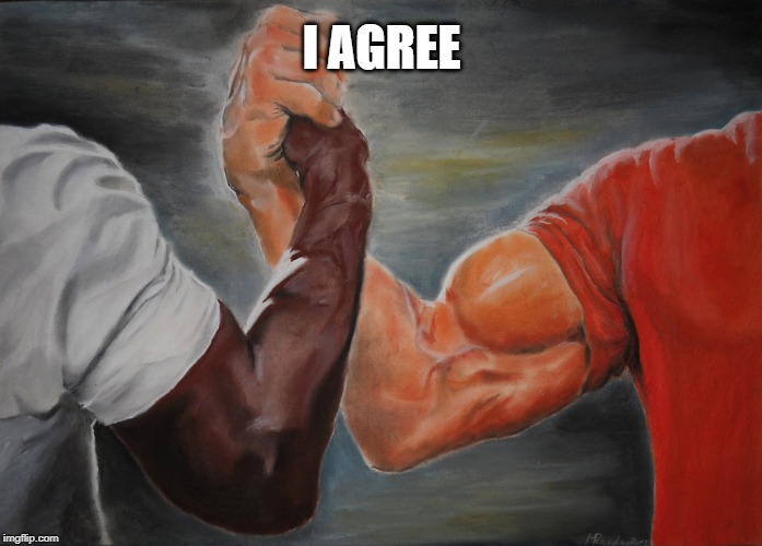 Epic Handshake Meme | I AGREE | image tagged in epic handshake | made w/ Imgflip meme maker
