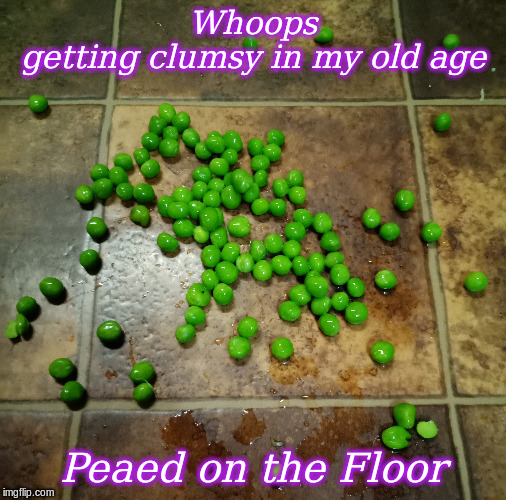 Peaed on the floor | Whoops
getting clumsy in my old age; Peaed on the Floor | image tagged in memes,peas | made w/ Imgflip meme maker