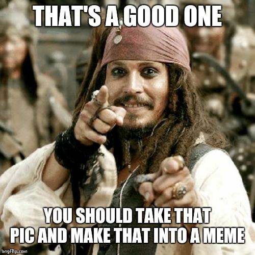 POINT JACK | THAT'S A GOOD ONE YOU SHOULD TAKE THAT PIC AND MAKE THAT INTO A MEME | image tagged in point jack | made w/ Imgflip meme maker