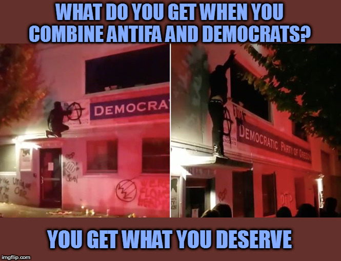 It was bound to happen | WHAT DO YOU GET WHEN YOU COMBINE ANTIFA AND DEMOCRATS? YOU GET WHAT YOU DESERVE | image tagged in memes,politics,klantifa | made w/ Imgflip meme maker