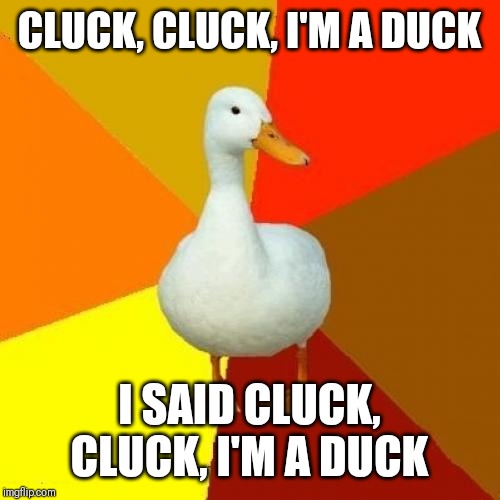 Tech Impaired Duck Meme | CLUCK, CLUCK, I'M A DUCK; I SAID CLUCK, CLUCK, I'M A DUCK | image tagged in memes,tech impaired duck | made w/ Imgflip meme maker