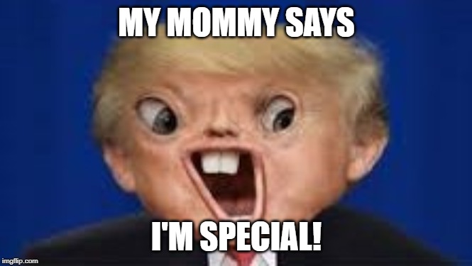 Mommy's Specialist | MY MOMMY SAYS; I'M SPECIAL! | image tagged in donald trump,creepy | made w/ Imgflip meme maker