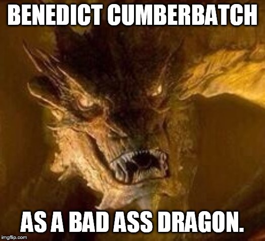 Smaug | BENEDICT CUMBERBATCH; AS A BAD ASS DRAGON. | image tagged in smaug | made w/ Imgflip meme maker