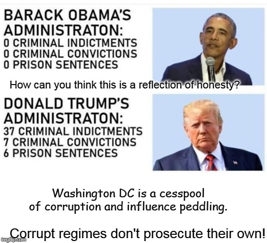 DC Corruption | How can you think this is a reflection of honesty? Washington DC is a cesspool of corruption and influence peddling. Corrupt regimes don't prosecute their own! | image tagged in dc,obama,trump,corruption | made w/ Imgflip meme maker