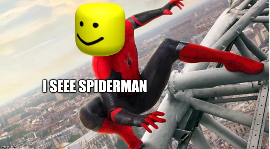 I SEEE SPIDERMAN | image tagged in oof | made w/ Imgflip meme maker