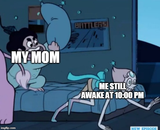 Steven Universe | MY MOM; ME STILL AWAKE AT 10:00 PM | image tagged in steven universe | made w/ Imgflip meme maker