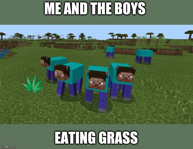 me and the boys | ME AND THE BOYS; EATING GRASS | image tagged in me and the boys | made w/ Imgflip meme maker