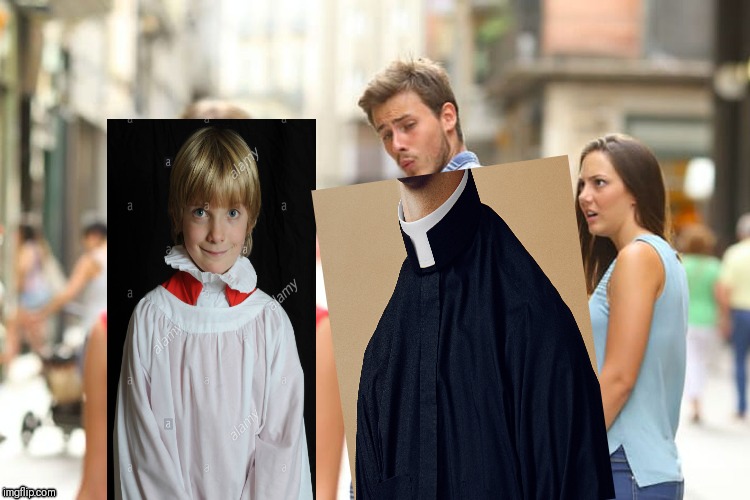 Catholic Priest Distracted Boyfriend | image tagged in memes,distracted boyfriend | made w/ Imgflip meme maker