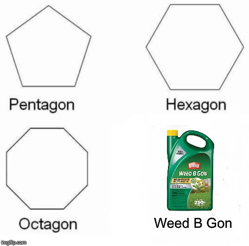 Pentagon Hexagon Octagon | Weed B Gon | image tagged in memes,pentagon hexagon octagon | made w/ Imgflip meme maker